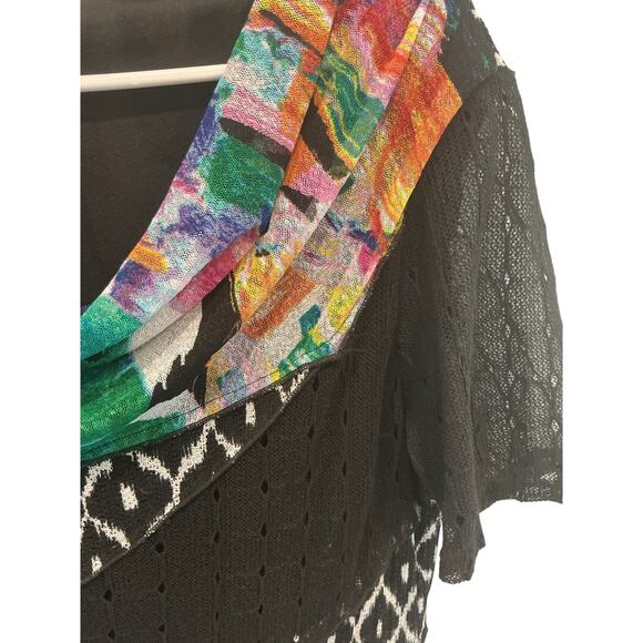 Faratelli Womens Artsy Tunic Top Size Extra Large Black Boho Mesh Fairy Grunge - Picture 7 of 10